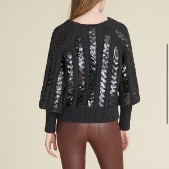 Veronica Beard Yola Crew Neck Pullover Sequin Sweater - Black size S - Picture 2 of 7